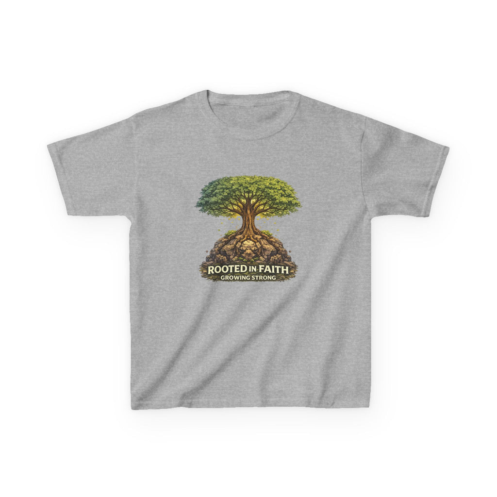 Kids Tee — 'Rooted in Faith' Tree Graphic