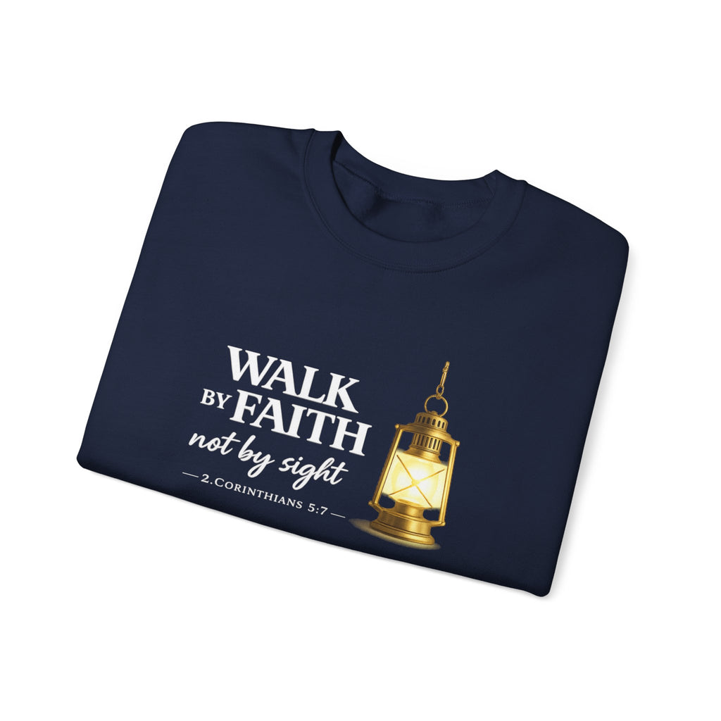 Womens "Walk By Faith Not By Sight" Classic White Crewneck Sweatshirt