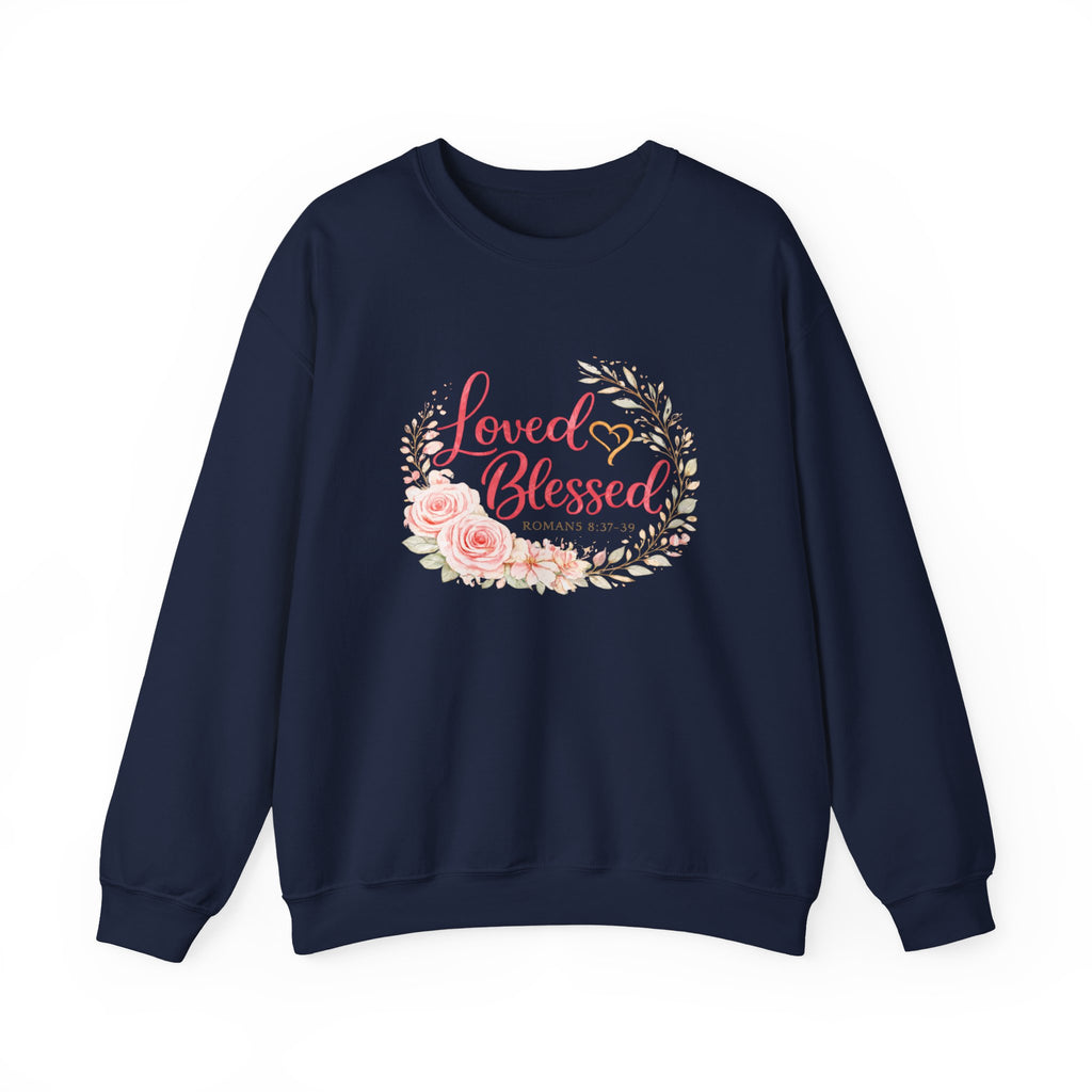 Womens Loved & Blessed Floral Crewneck Sweatshirt