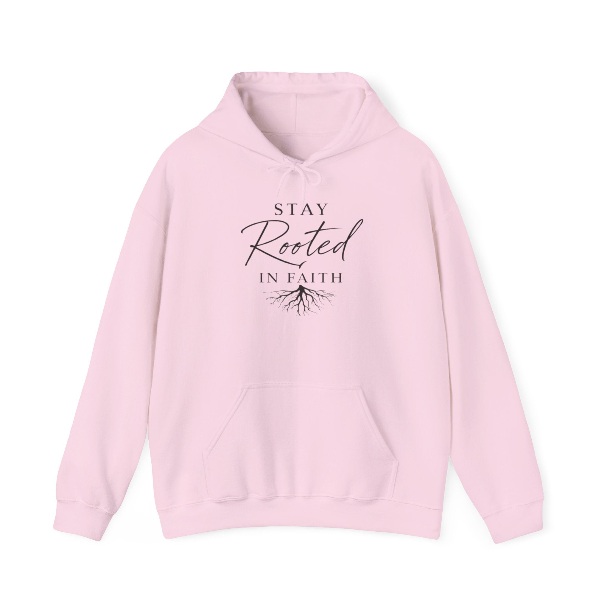 Mens Stay Rooted in Faith Hoodie — Spiritual Christian Prayer Pullover