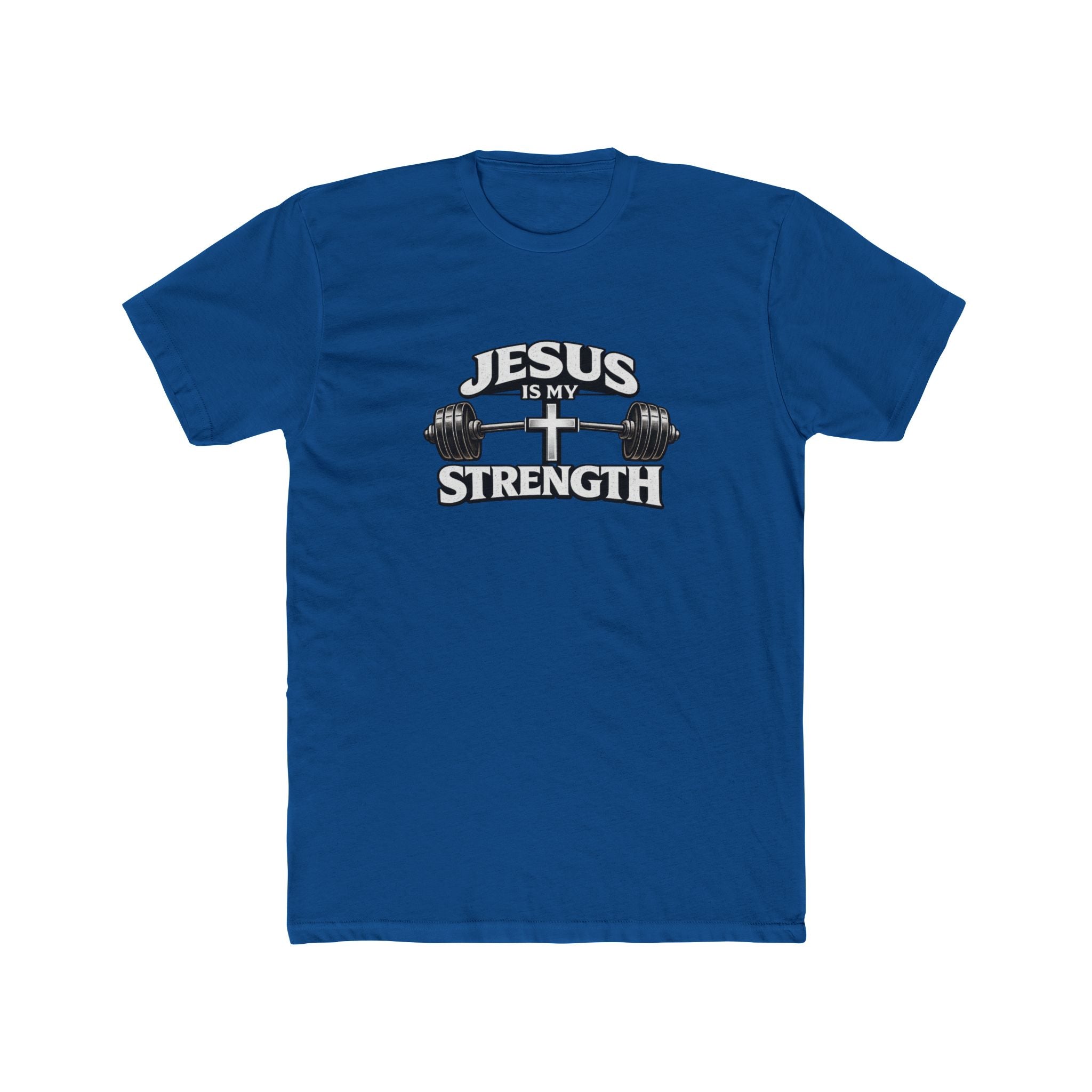 Jesus Is My Strength T-Shirt | Cross & Barbell Christian Faith Workout Tee