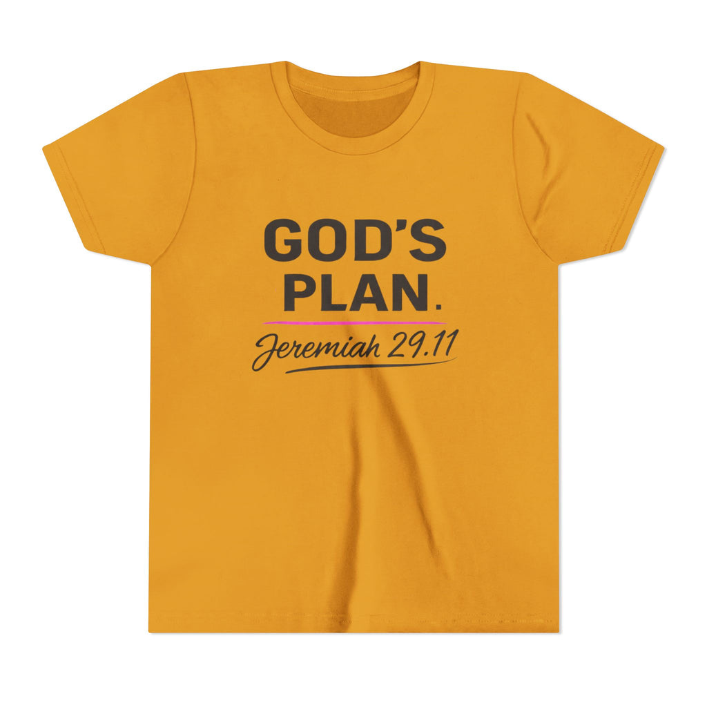 Girls Youth Tee — "God's Plan" Jeremiah 29:11 Christian Faith T-shirt