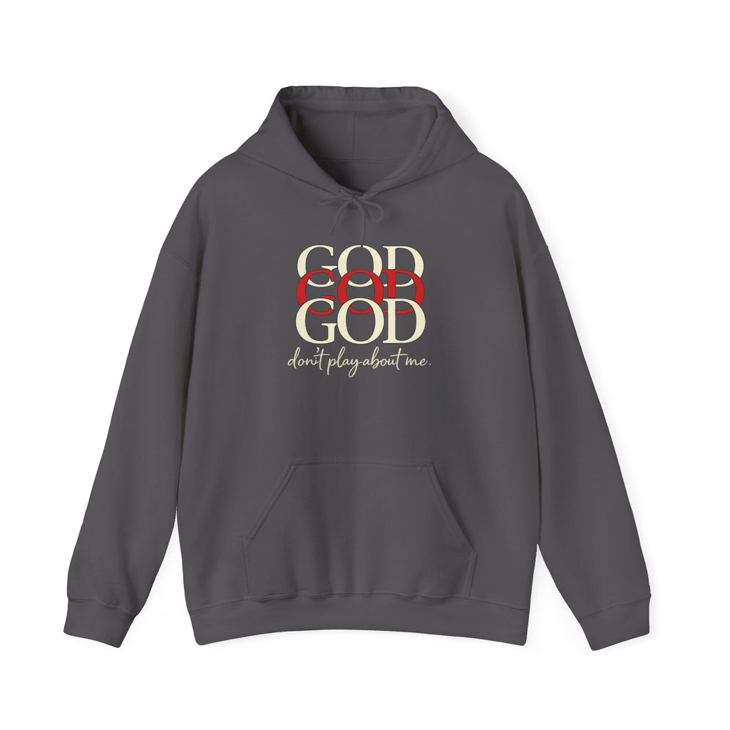 Mens God Repeated Script Hoodie — Faith Inspirational Pullover