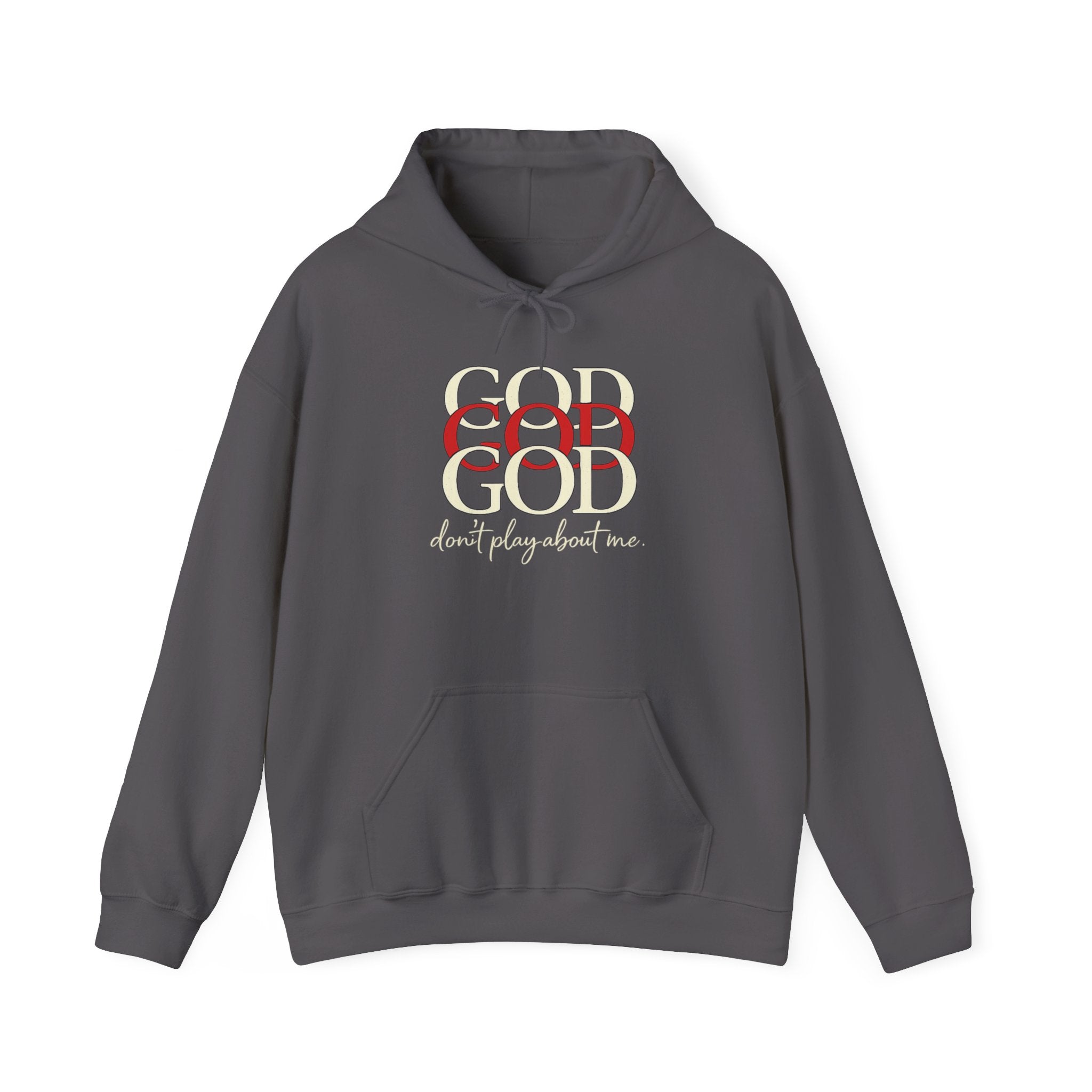 Mens God Repeated Script Hoodie — Faith Inspirational Pullover