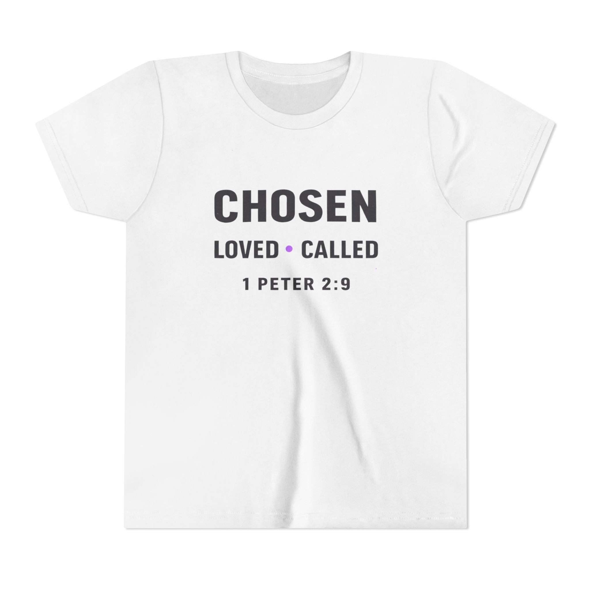 Girls Youth Tee - "CHOSEN Loved • Called" 1 Peter 2:9 Christian Faith Shirt