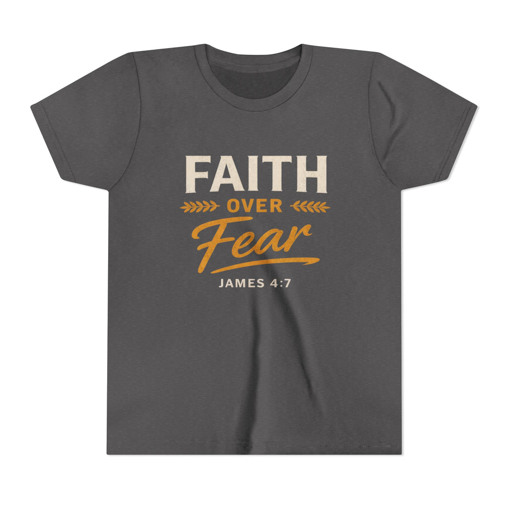 Faith Over Fear Youth Tee | James 4:7 Christian Kids Shirt