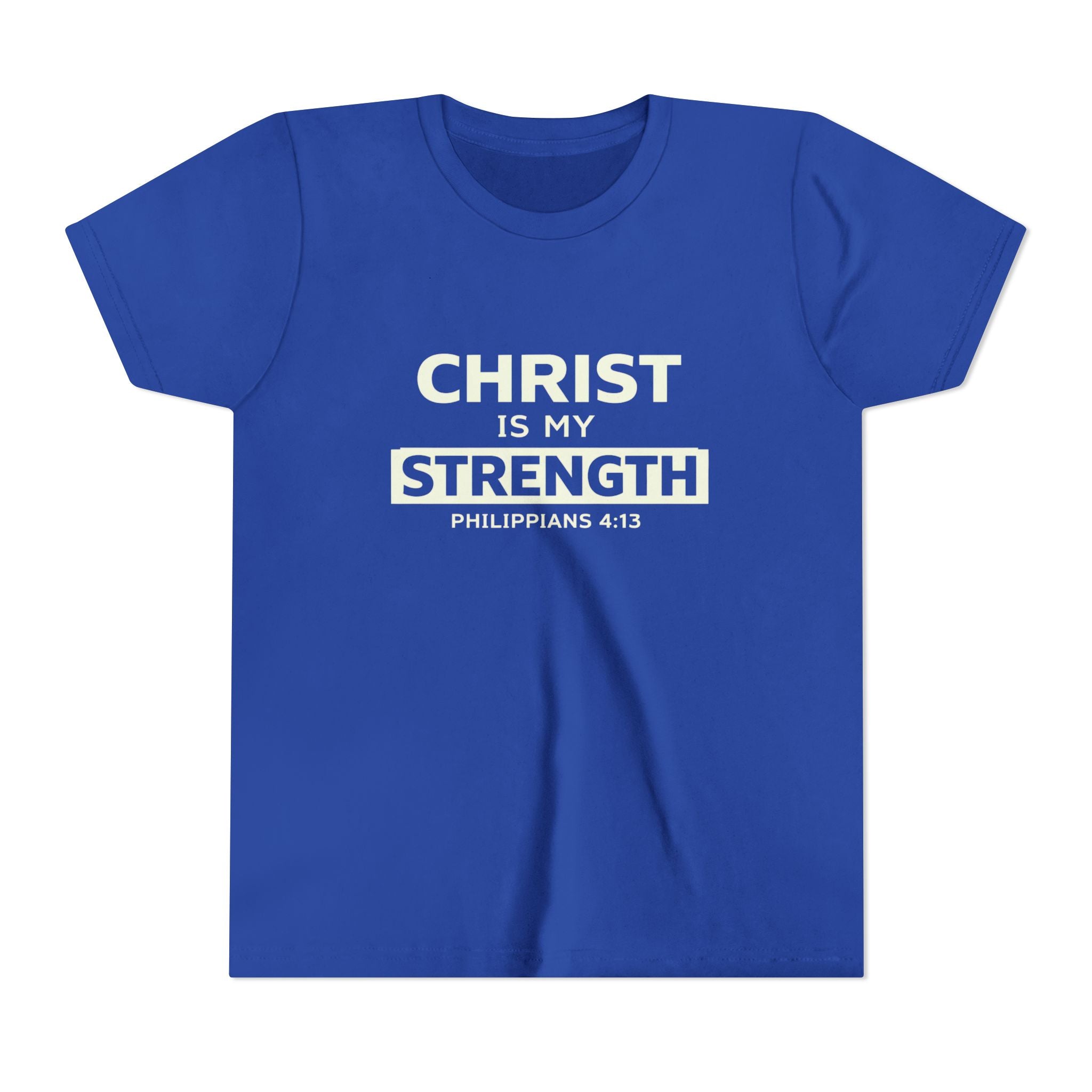 Boys Youth Tee - "Christ Is My Strength" Philippians 4:13 Christian Kids Shirt