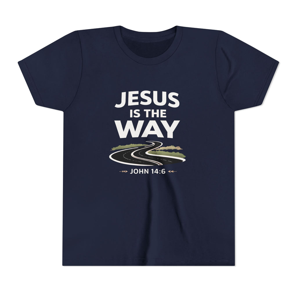 Boys Youth Tee — "Jesus Is The Way" Christian Graphic Shirt (John 14:6)