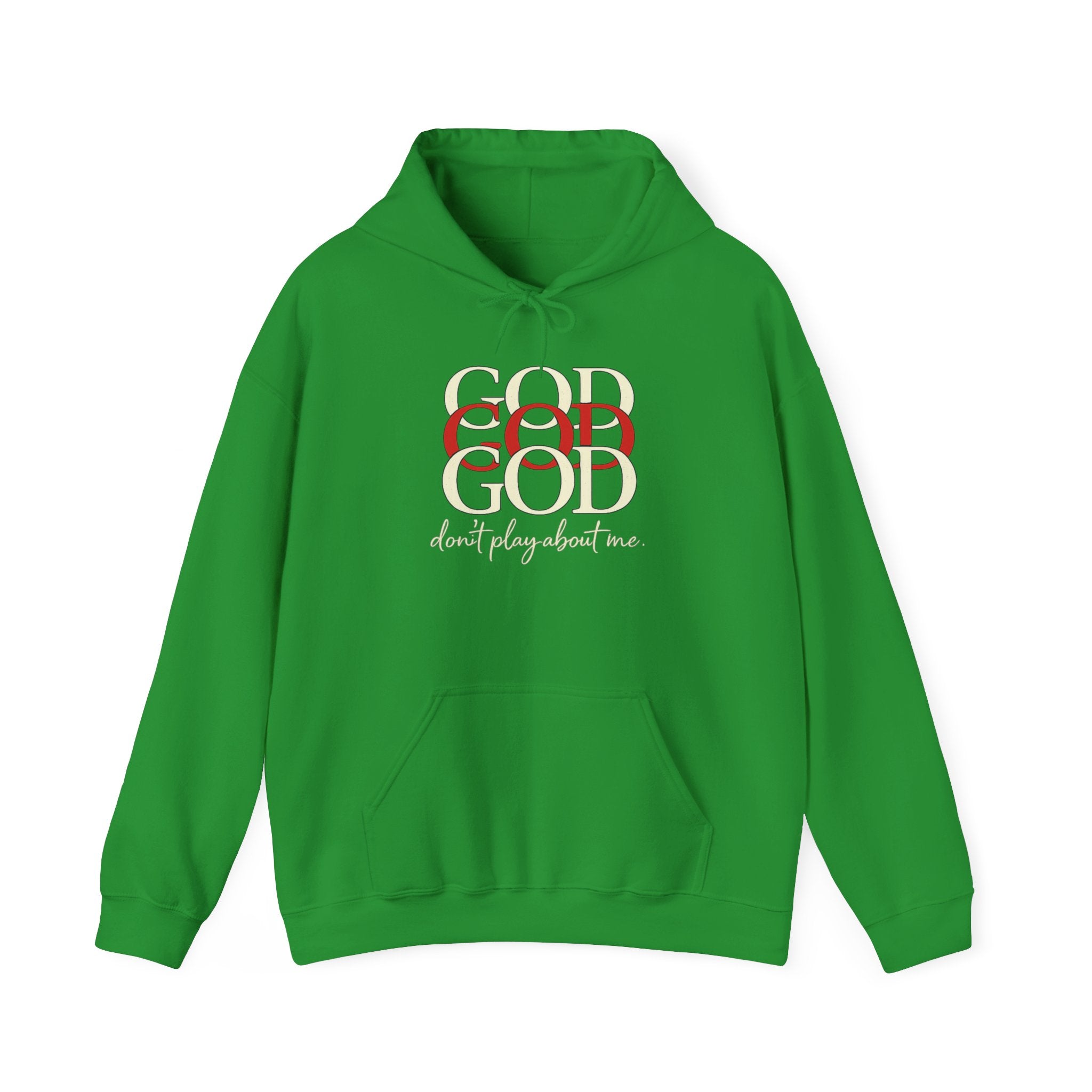 Mens God Repeated Script Hoodie — Faith Inspirational Pullover
