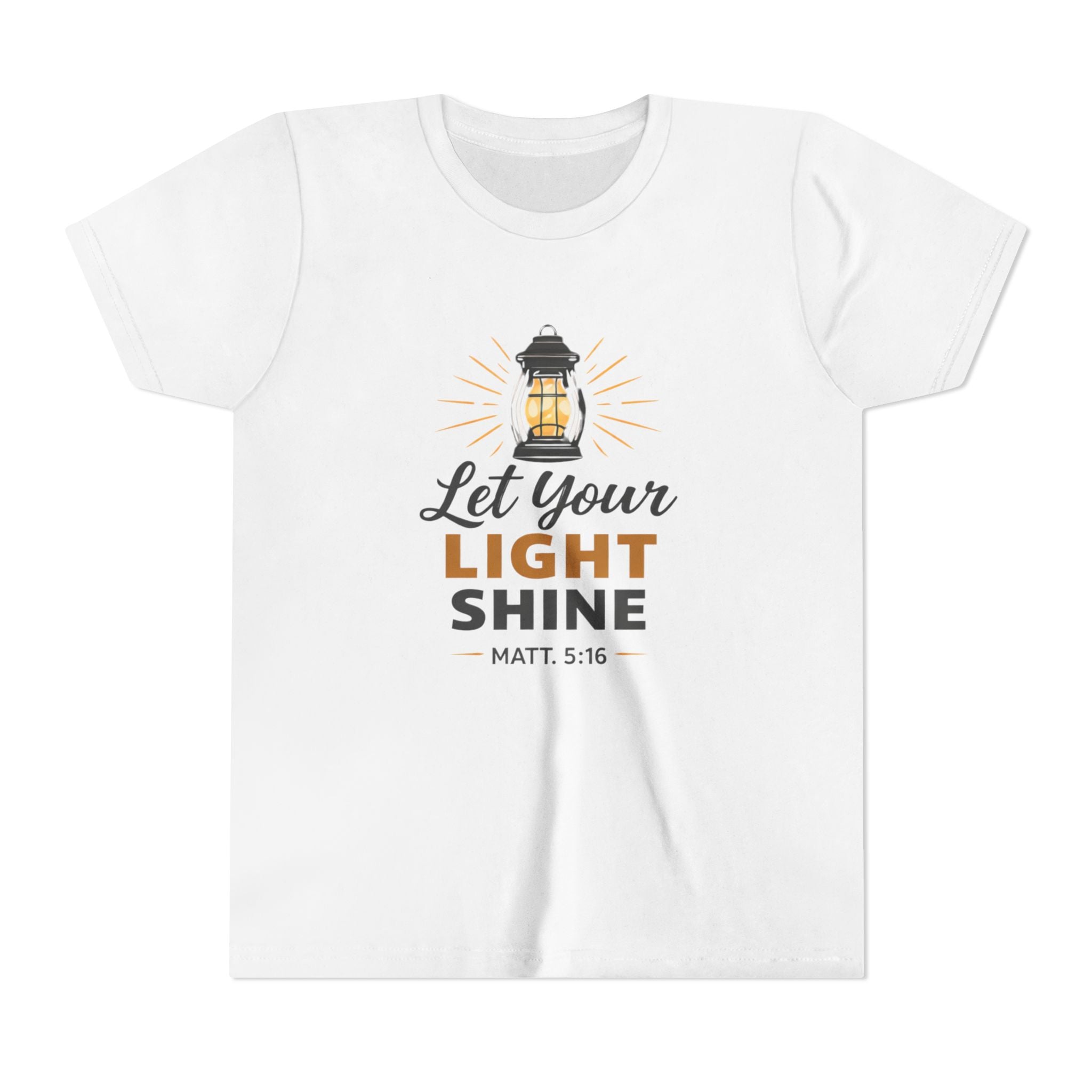 Boys Youth Tee — "Let Your Light Shine" Christian Lantern Shirt (Matt. 5:16)