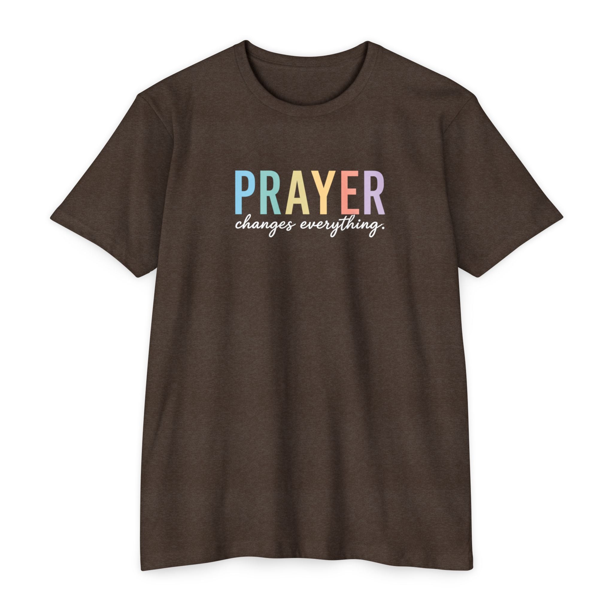 Womens Prayer Graphic T-Shirt — Colorful Typographic Faith Tee