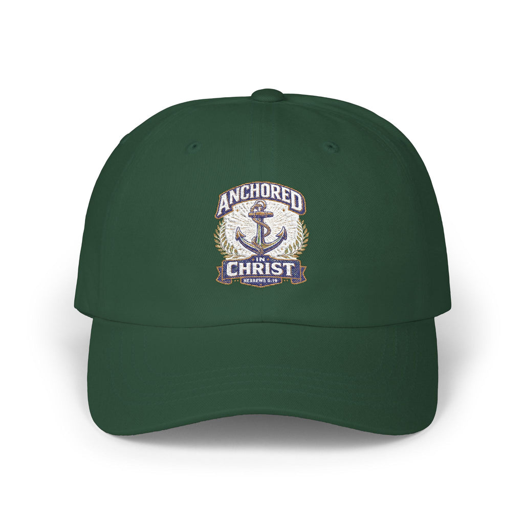 Anchored in Christ Dad Cap — Embroidered Anchor Christian Baseball Hat