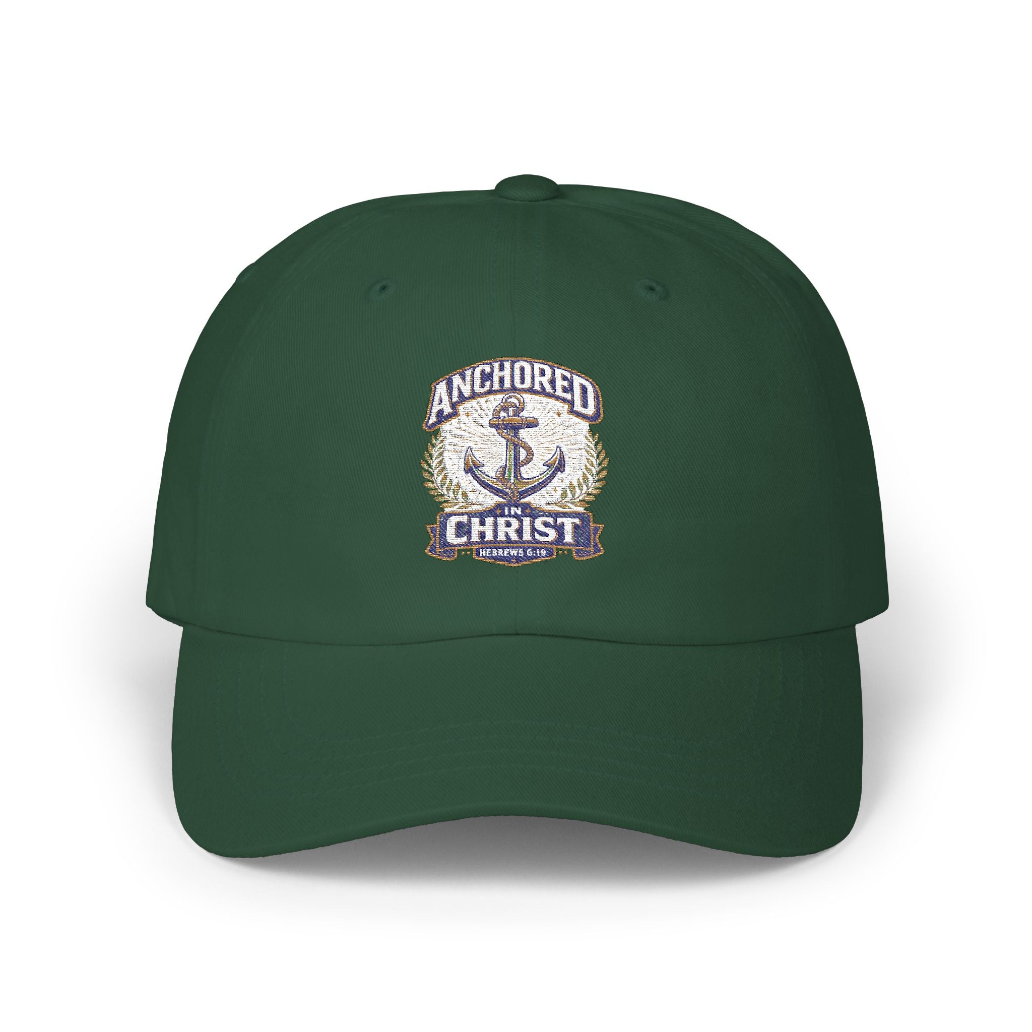 Anchored in Christ Dad Cap — Embroidered Anchor Christian Baseball Hat