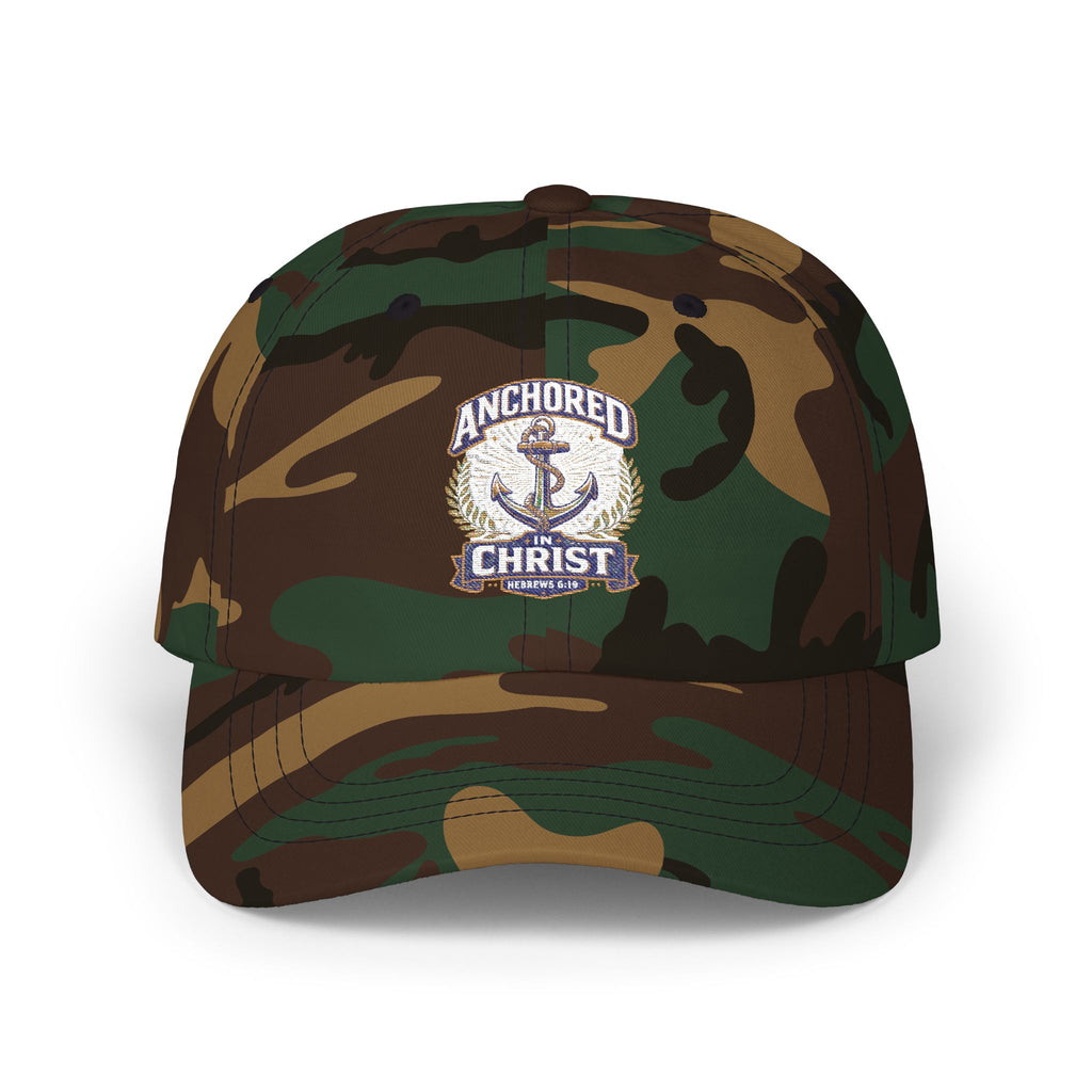 Anchored in Christ Dad Cap — Embroidered Anchor Christian Baseball Hat