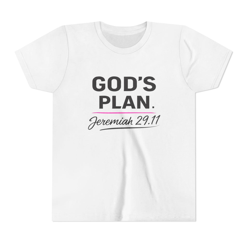 Girls Youth Tee — "God's Plan" Jeremiah 29:11 Christian Faith T-shirt
