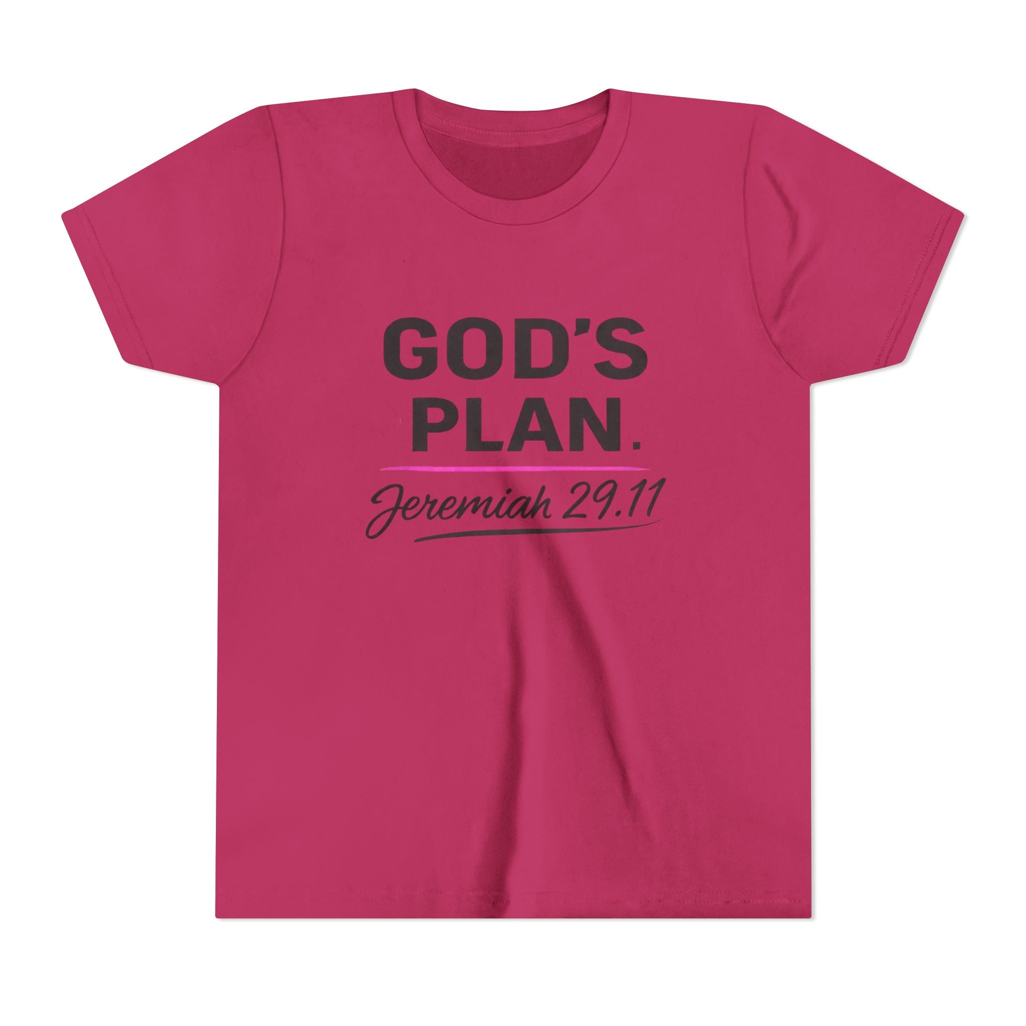 Girls Youth Tee — "God's Plan" Jeremiah 29:11 Christian Faith T-shirt