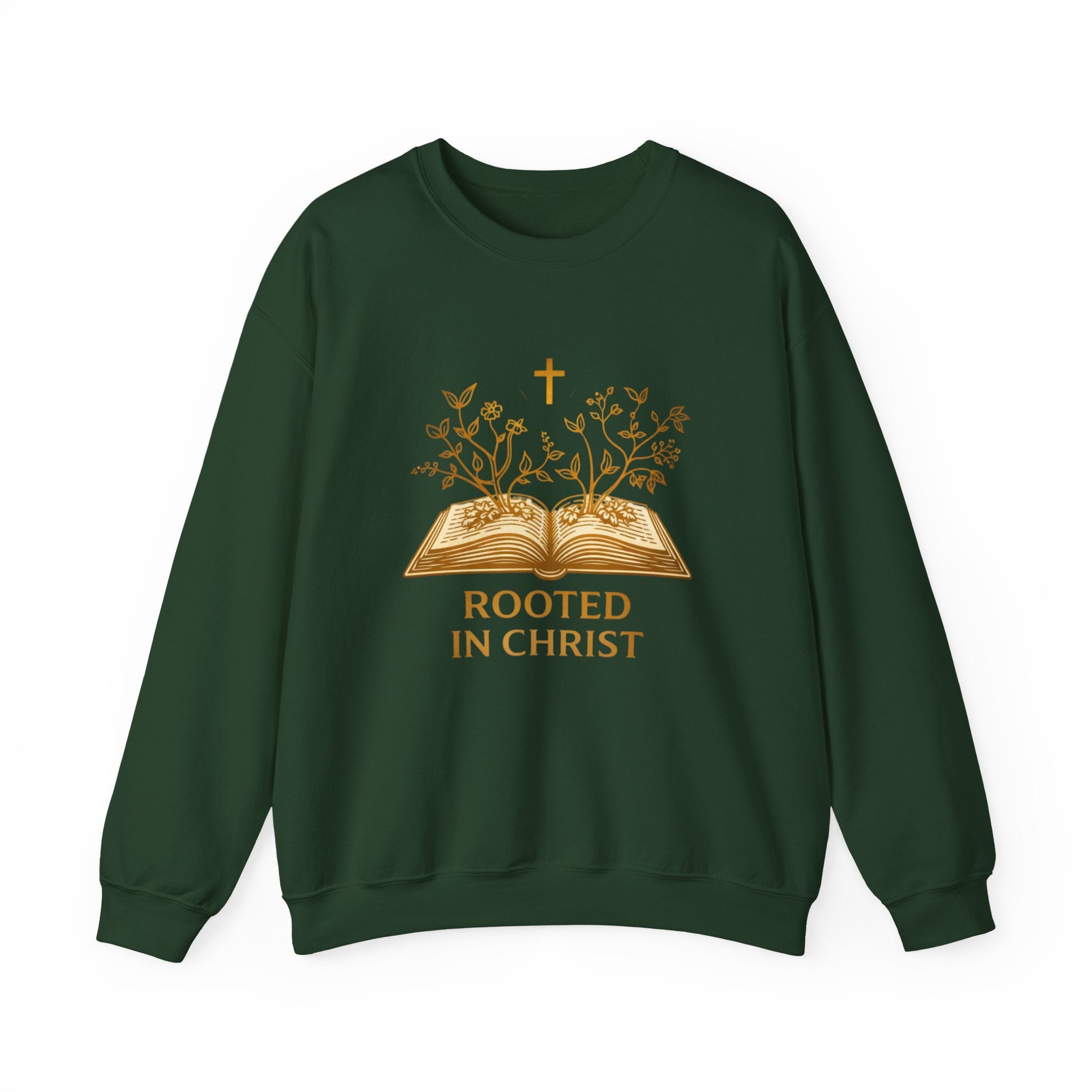 Womens Rooted in Christ Sweatshirt — Christian Faith Bible Graphic Crewneck