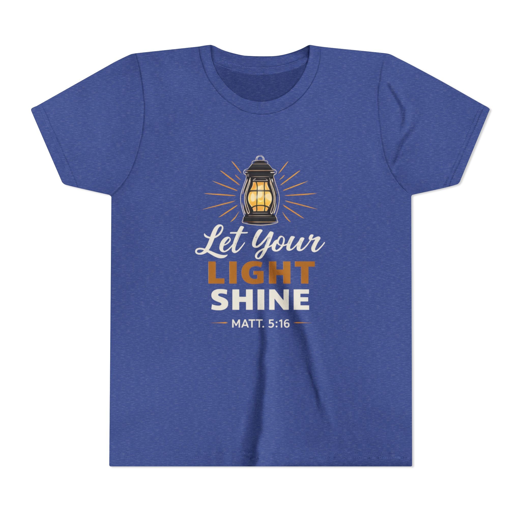Boys Youth Tee — "Let Your Light Shine" Christian Lantern Shirt (Matt. 5:16)