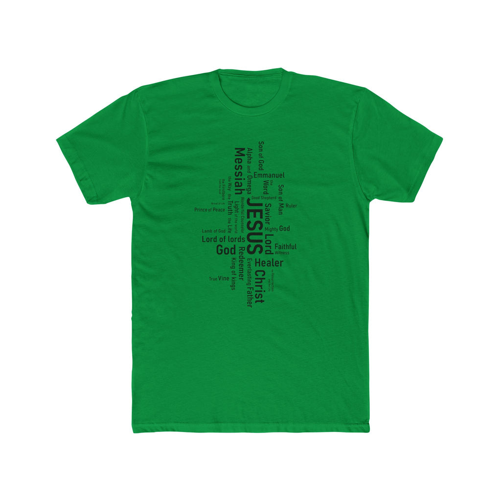 Mens Christian Jesus Word Cloud T-Shirt — Faith-Based Cross Tee