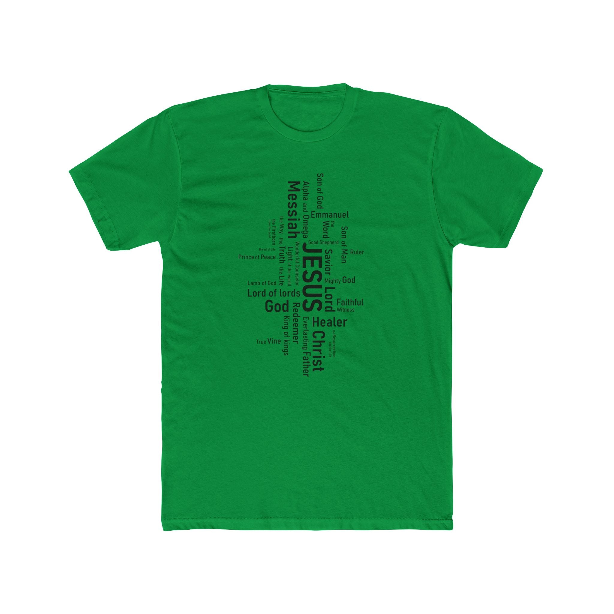 Mens Christian Jesus Word Cloud T-Shirt — Faith-Based Cross Tee