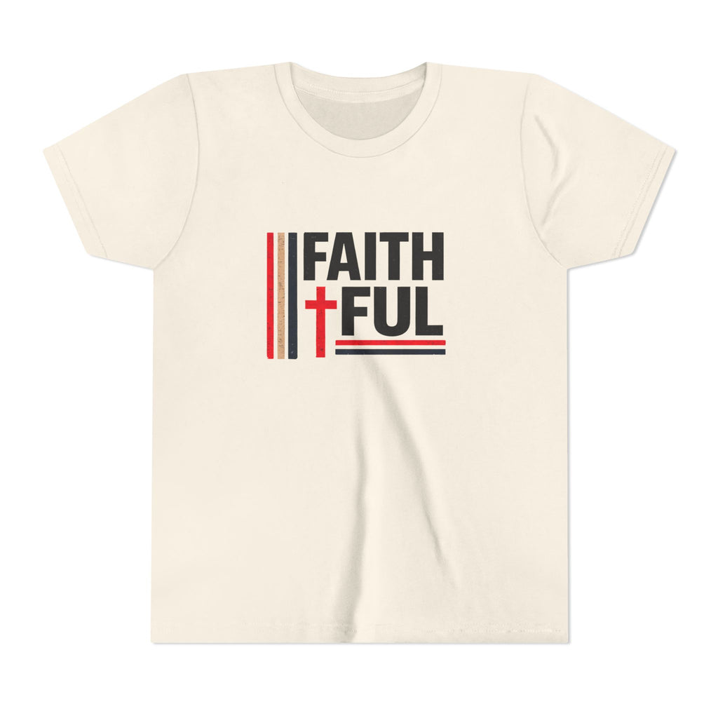 Boys Faithful Youth Tee — Christian Kids Shirt with Cross Graphic