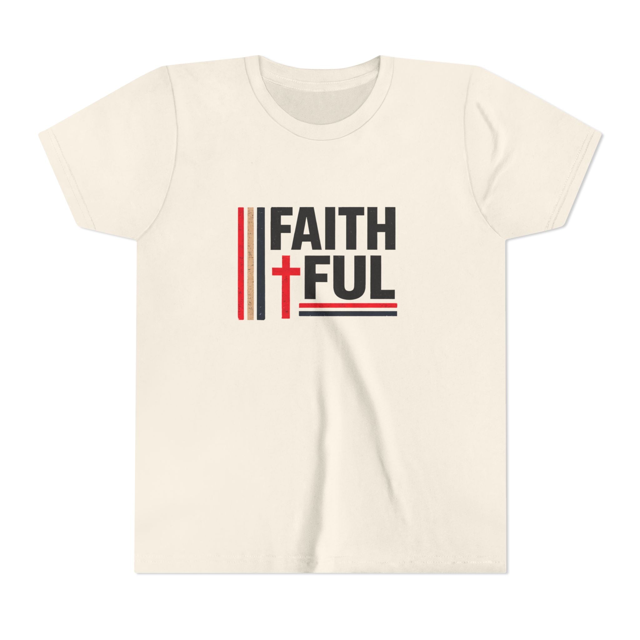 Boys Faithful Youth Tee — Christian Kids Shirt with Cross Graphic