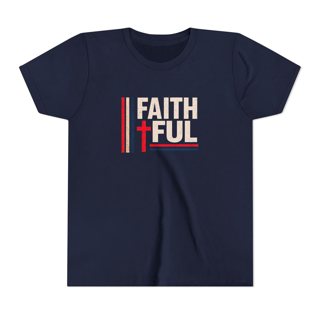 Boys Faithful Youth Tee — Christian Kids Shirt with Cross Graphic