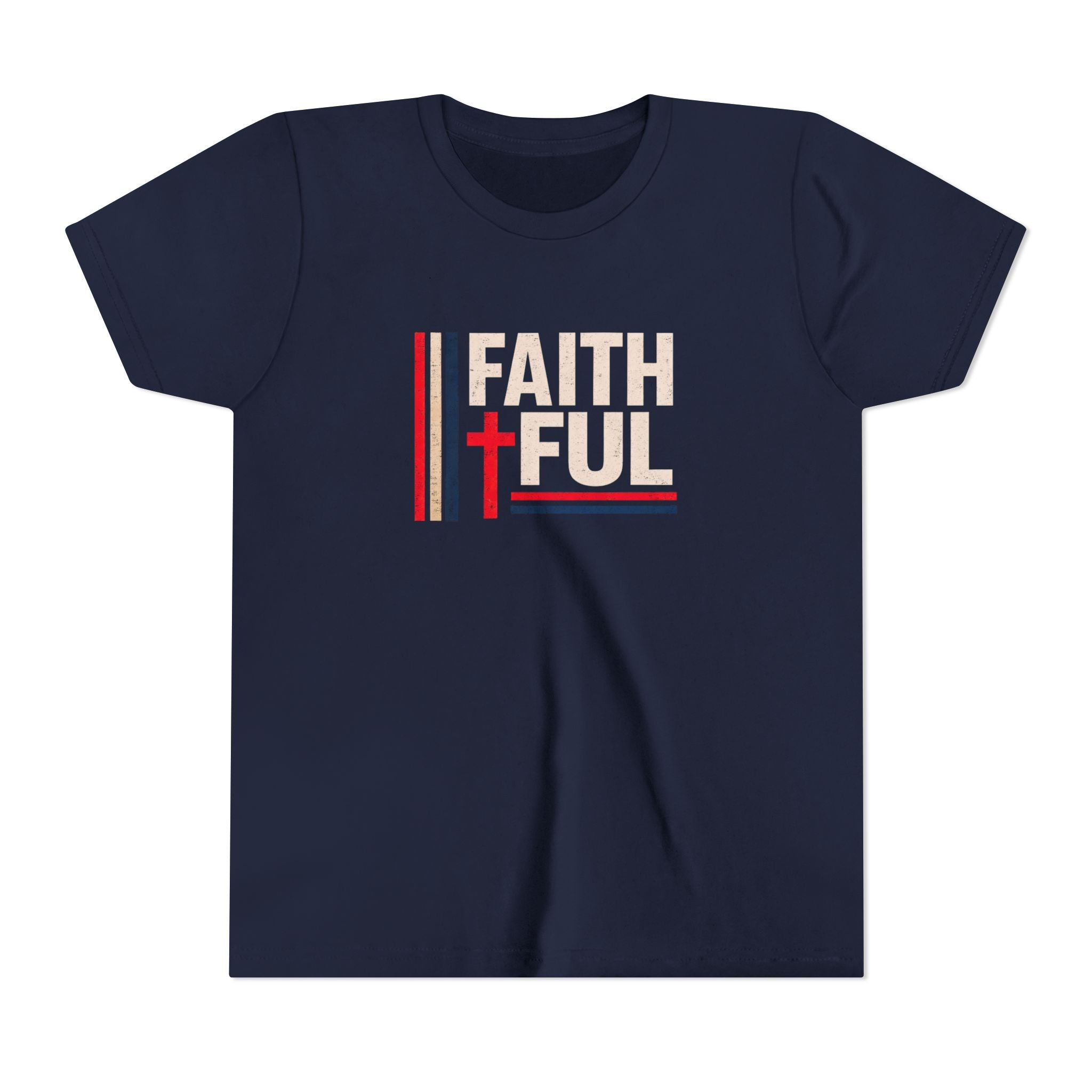 Boys Faithful Youth Tee — Christian Kids Shirt with Cross Graphic