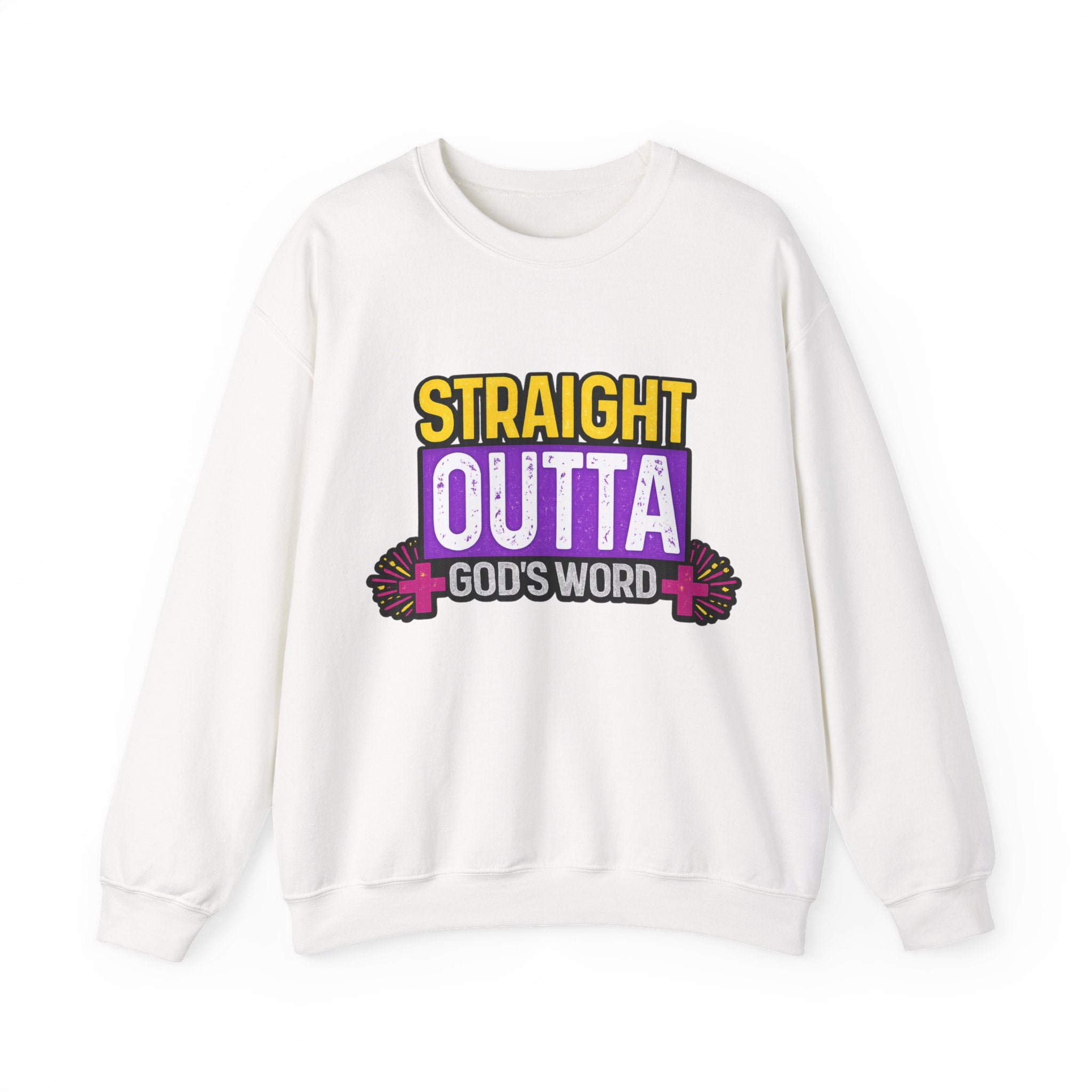Womens Crewneck Sweatshirt — "Straight Outta God's Word" Christian Gospel Pullover