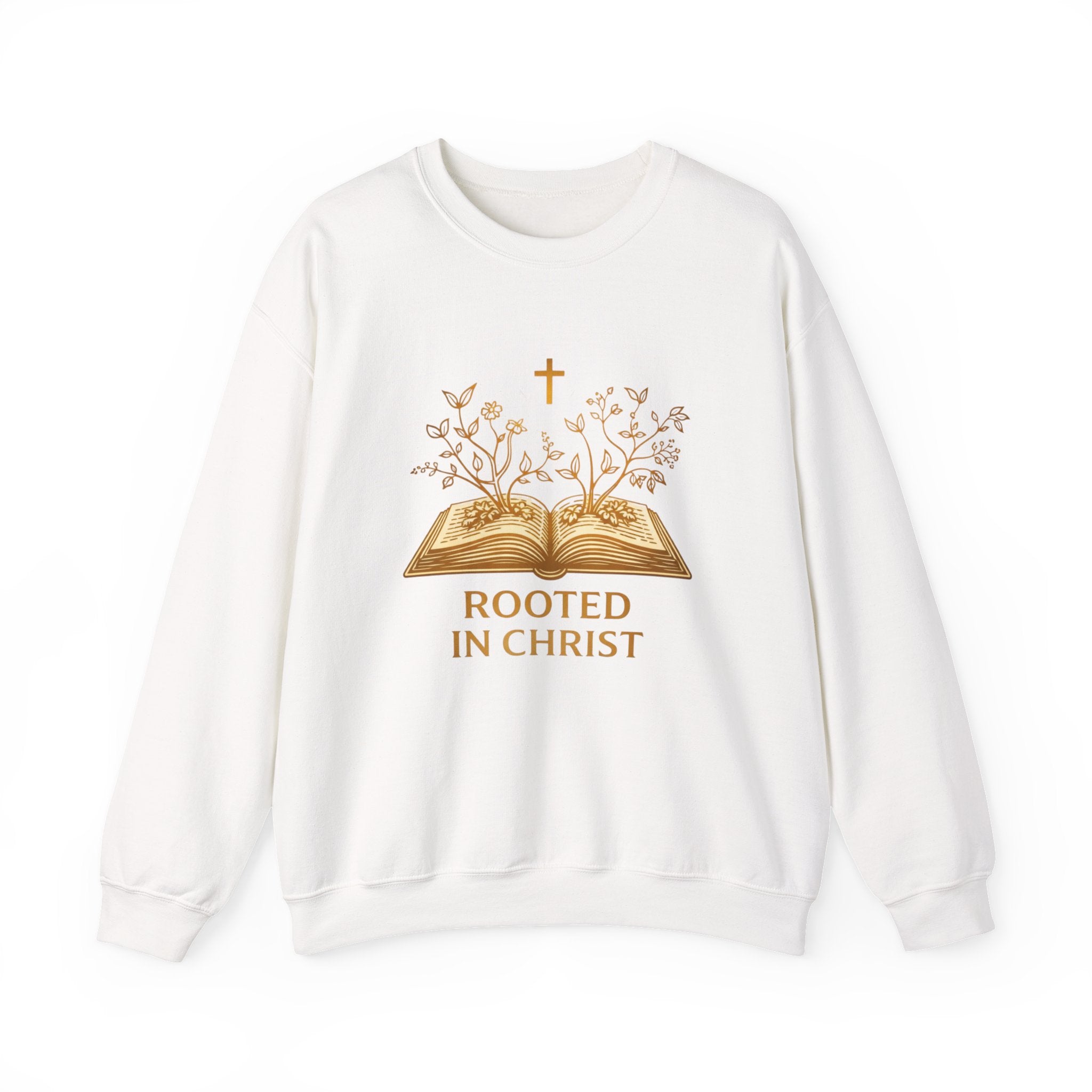 Womens Rooted in Christ Sweatshirt — Christian Faith Bible Graphic Crewneck