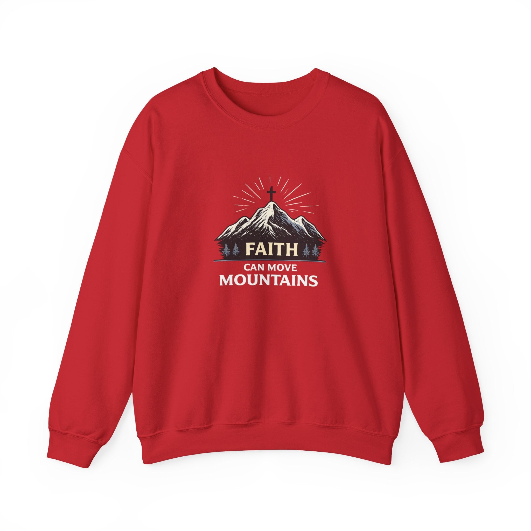 Womens Faith Can Move Mountains Crewneck Sweatshirt – Christian Inspirational Pullover