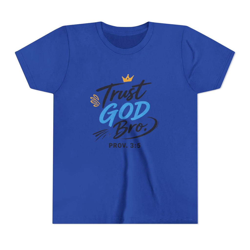 Boys Trust God Bro Youth Tee – Prov. 3:5 Faith Graphic Shirt