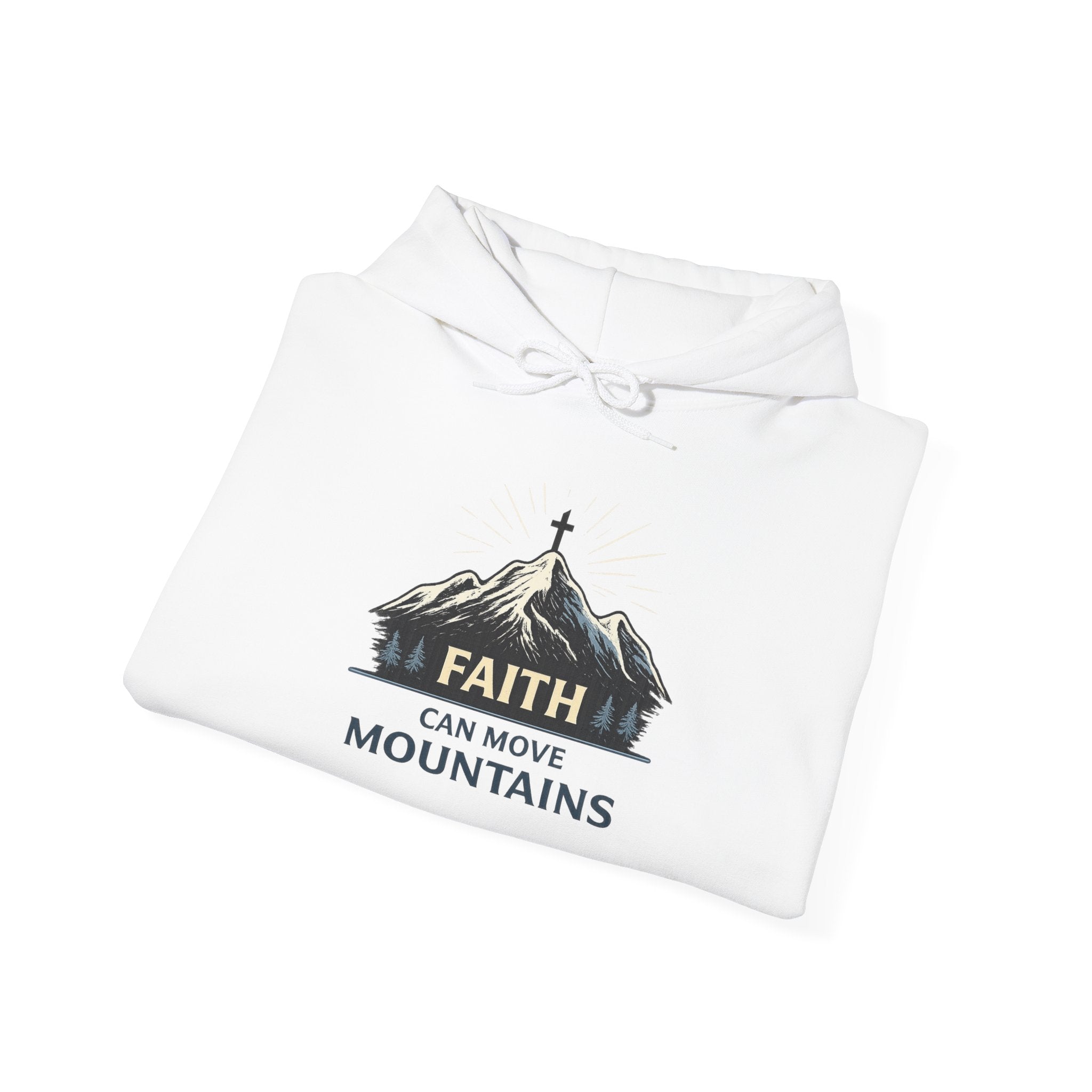 Mens Heavy Blend™ 'Faith Can Move Mountains" Hooded Sweatshirt