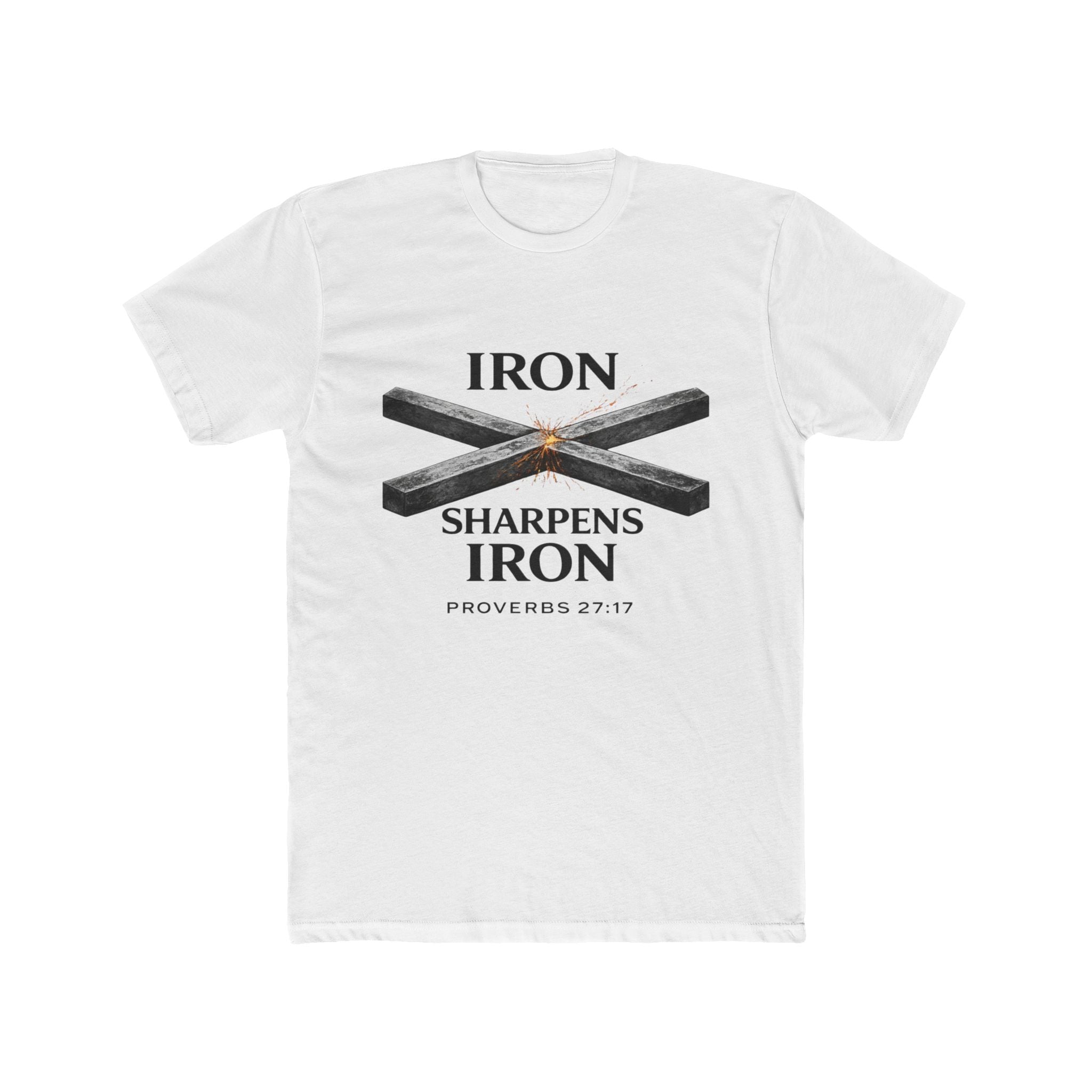 Iron Sharpens Iron T‑Shirt — Proverbs 27:17 Christian Tee
