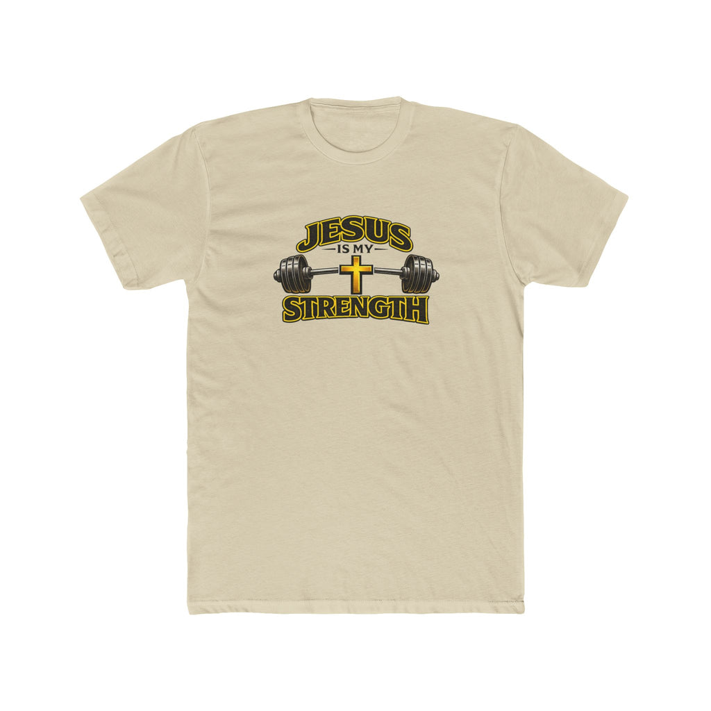 Jesus Is My Strength T-Shirt | Cross & Barbell Christian Faith Workout Tee