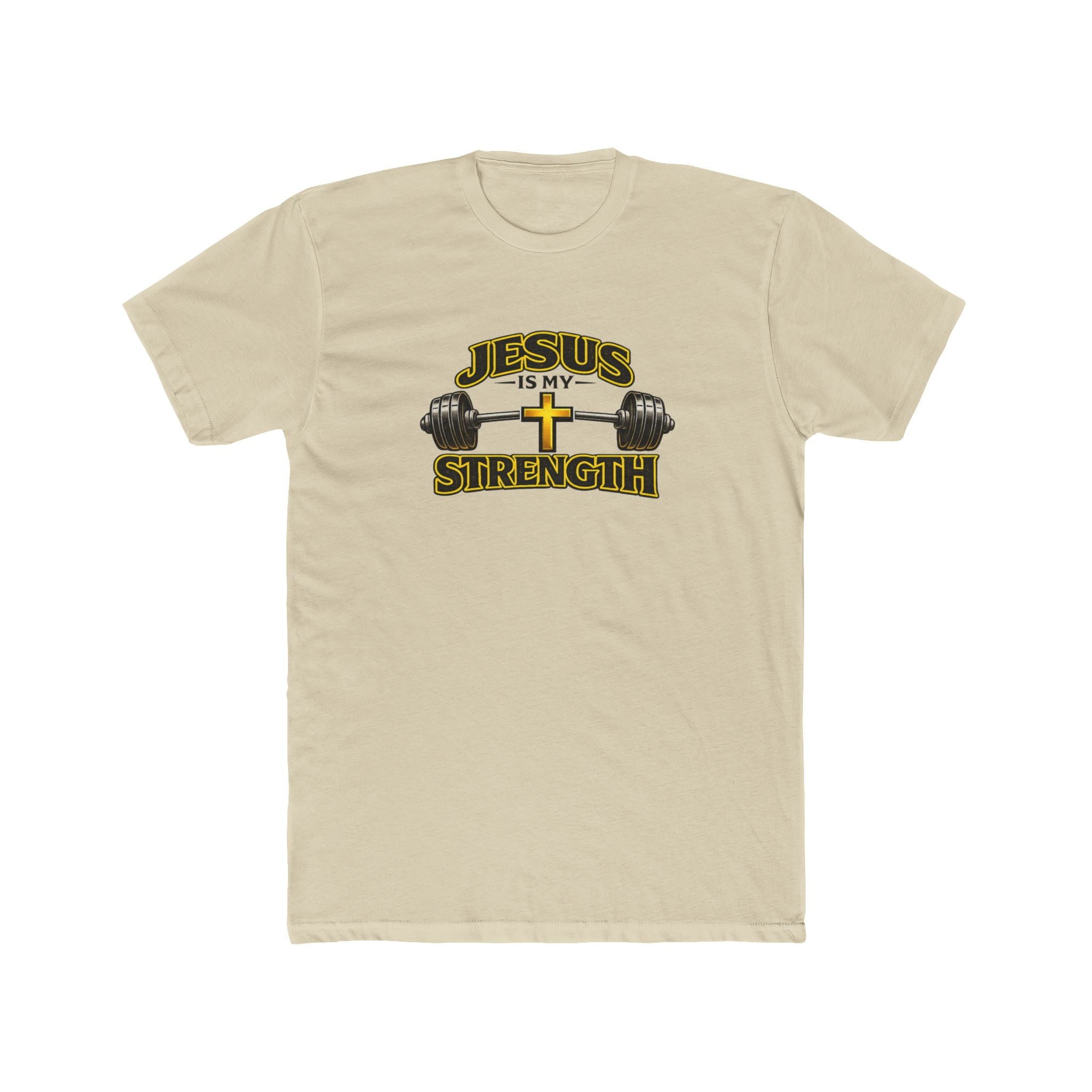 Jesus Is My Strength T-Shirt | Cross & Barbell Christian Faith Workout Tee