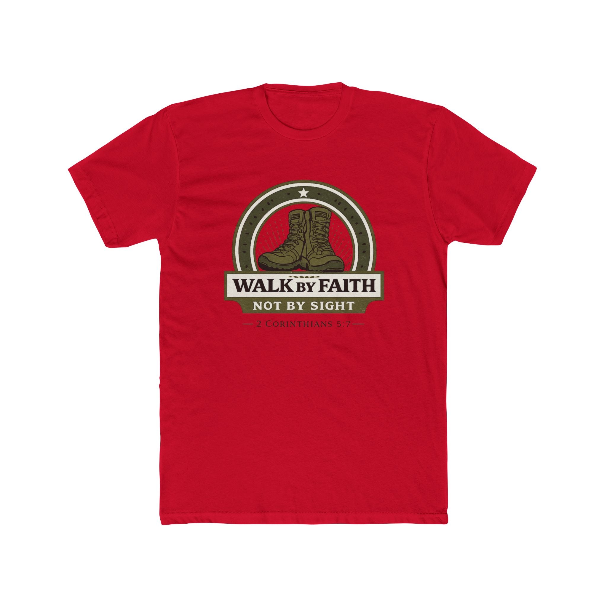 Walk By Faith boots graphic Tee | Christian scripture apparel, 2 Corinthians quote
