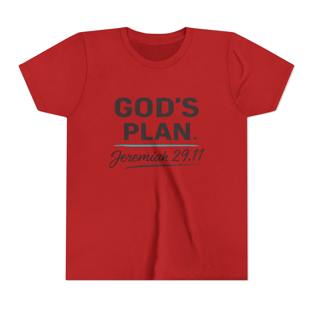 Youth Tee — "God's Plan" Jeremiah 29:11 Christian Faith Shirt