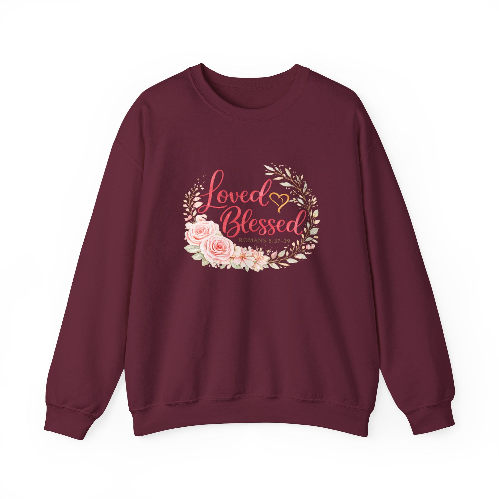Womens Loved & Blessed Floral Crewneck Sweatshirt