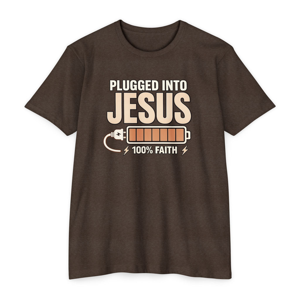 Women "Plugged Into Jesus" Faith Inspired Tee