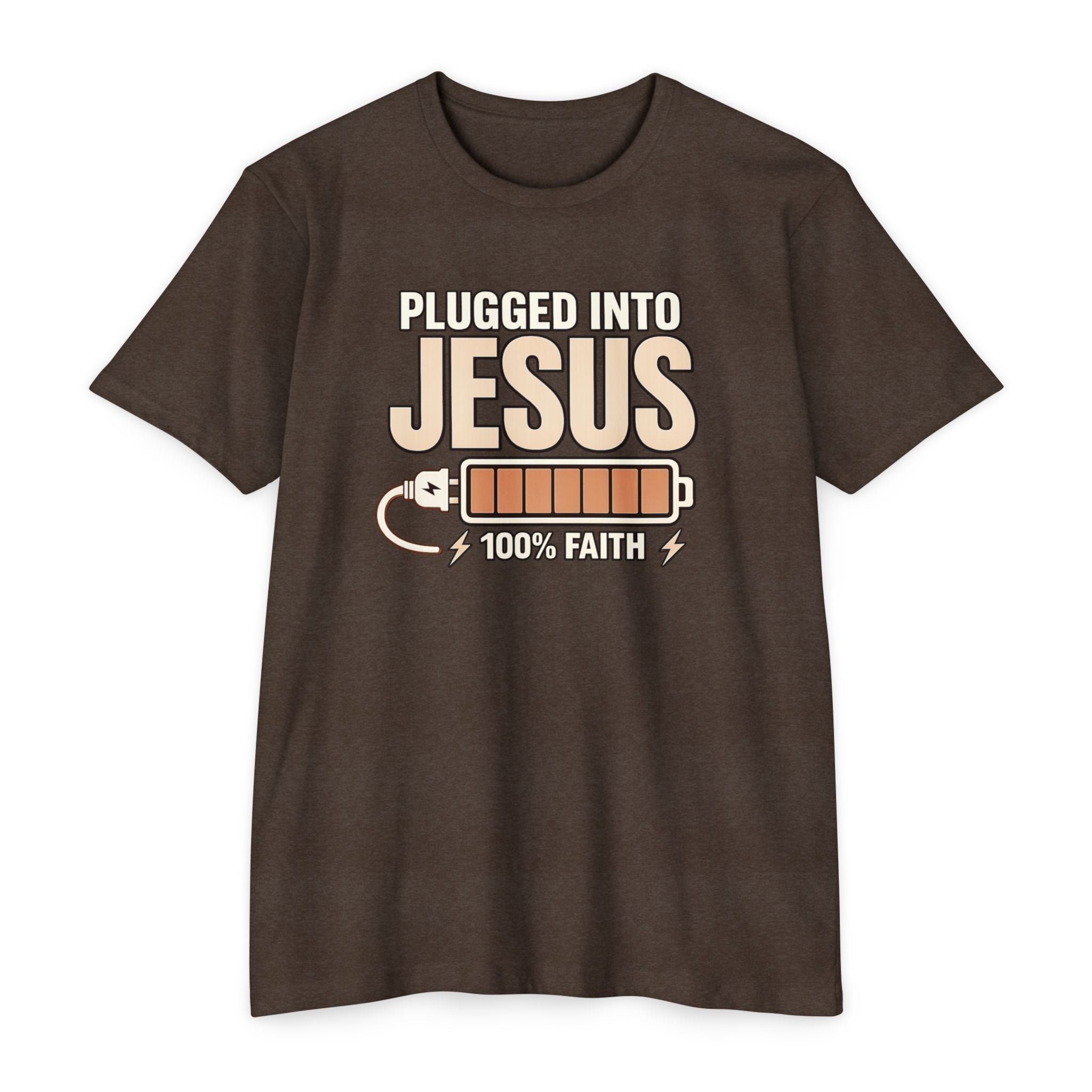 Women "Plugged Into Jesus" Faith Inspired Tee
