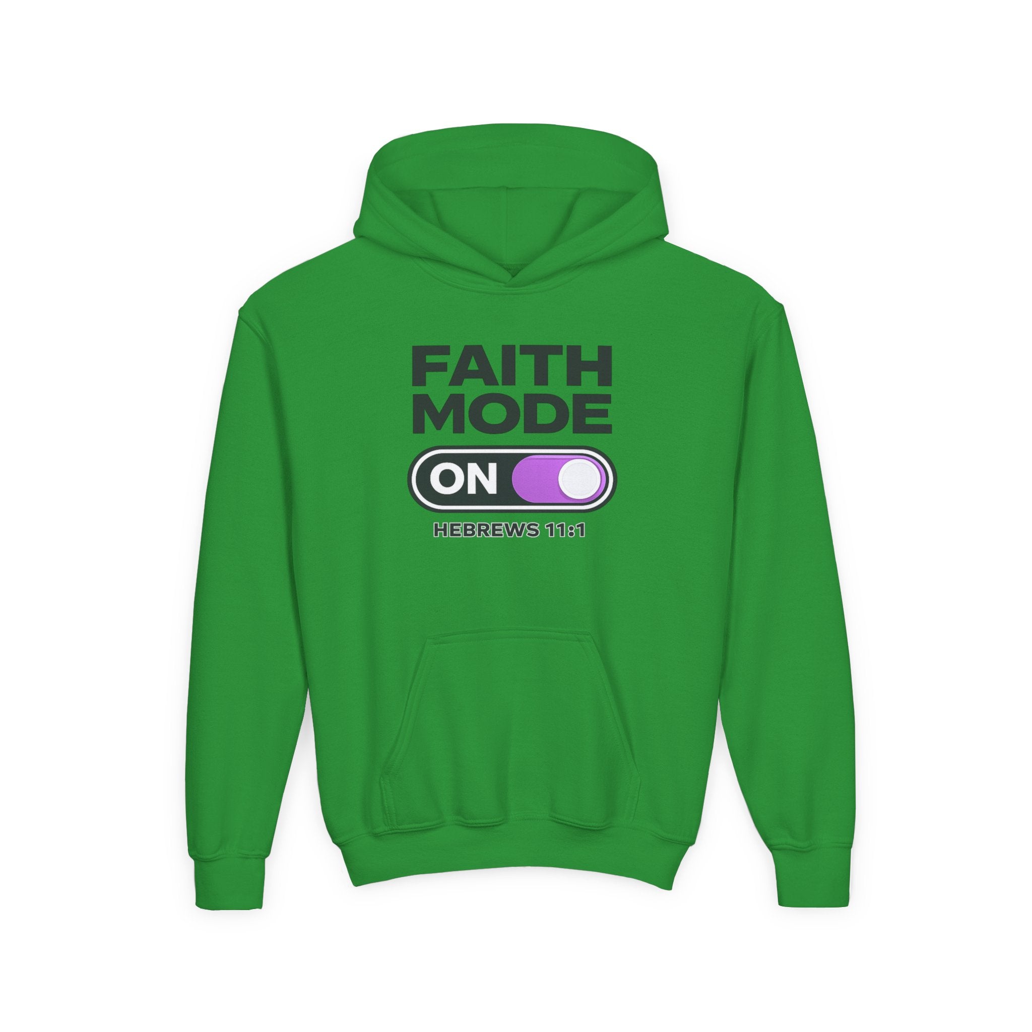 Faith Mode Hoodie - "Faith Mode On" Youth Christian Pullover (Hebrews 11:1)