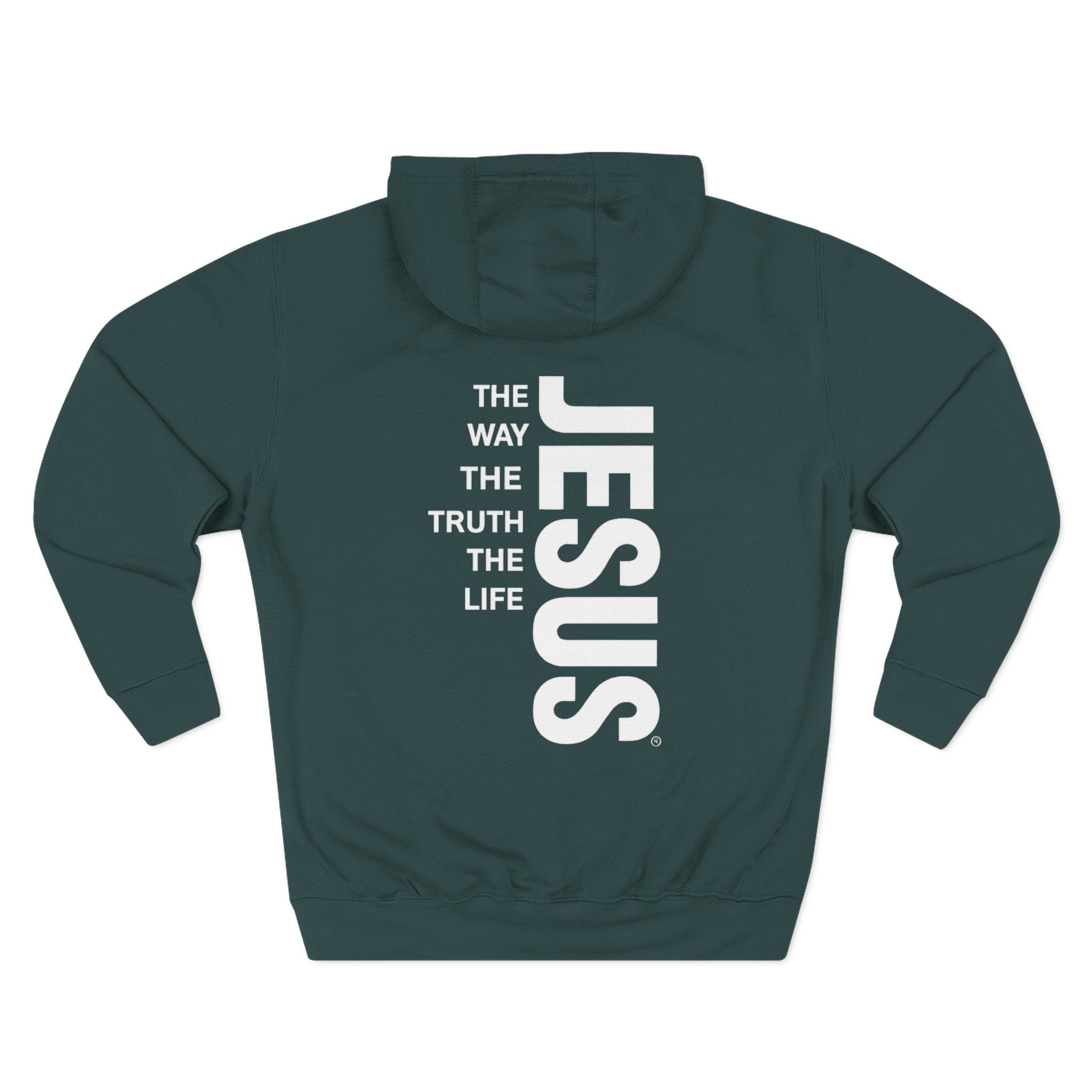 Jesus Vertical Text Hoodie — The Way The Truth The Life Christian Hoodie
