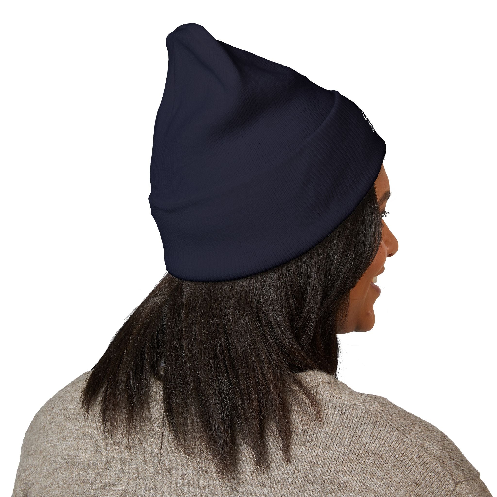 Embroidered Classic Cuffed Beanie — Minimal Script Logo