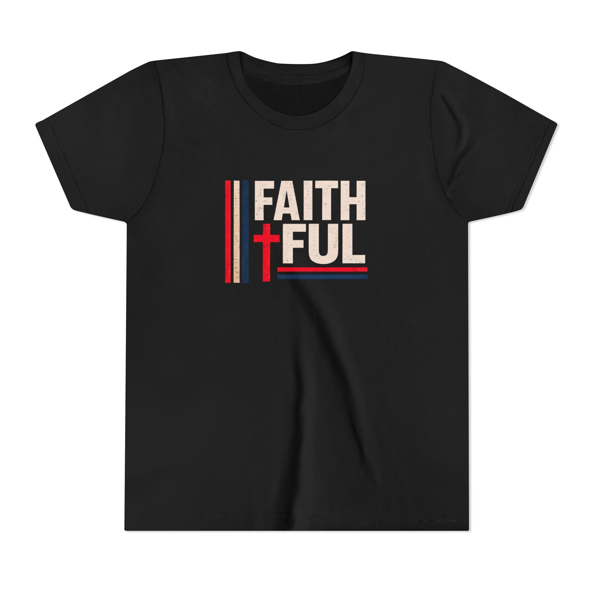 Boys Faithful Youth Tee — Christian Kids Shirt with Cross Graphic
