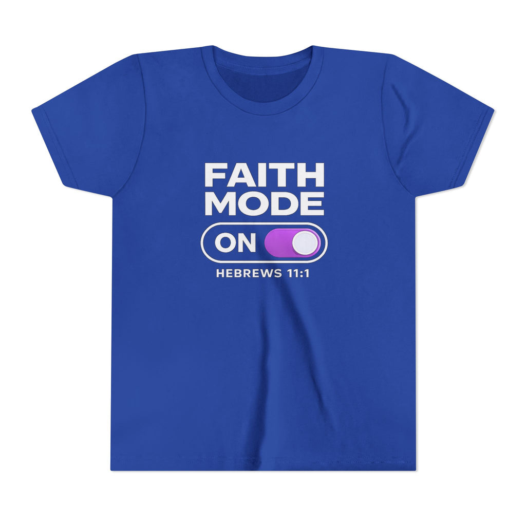 Faith Mode On Youth Tee — Hebrews 11:1 Christian Kids Shirt