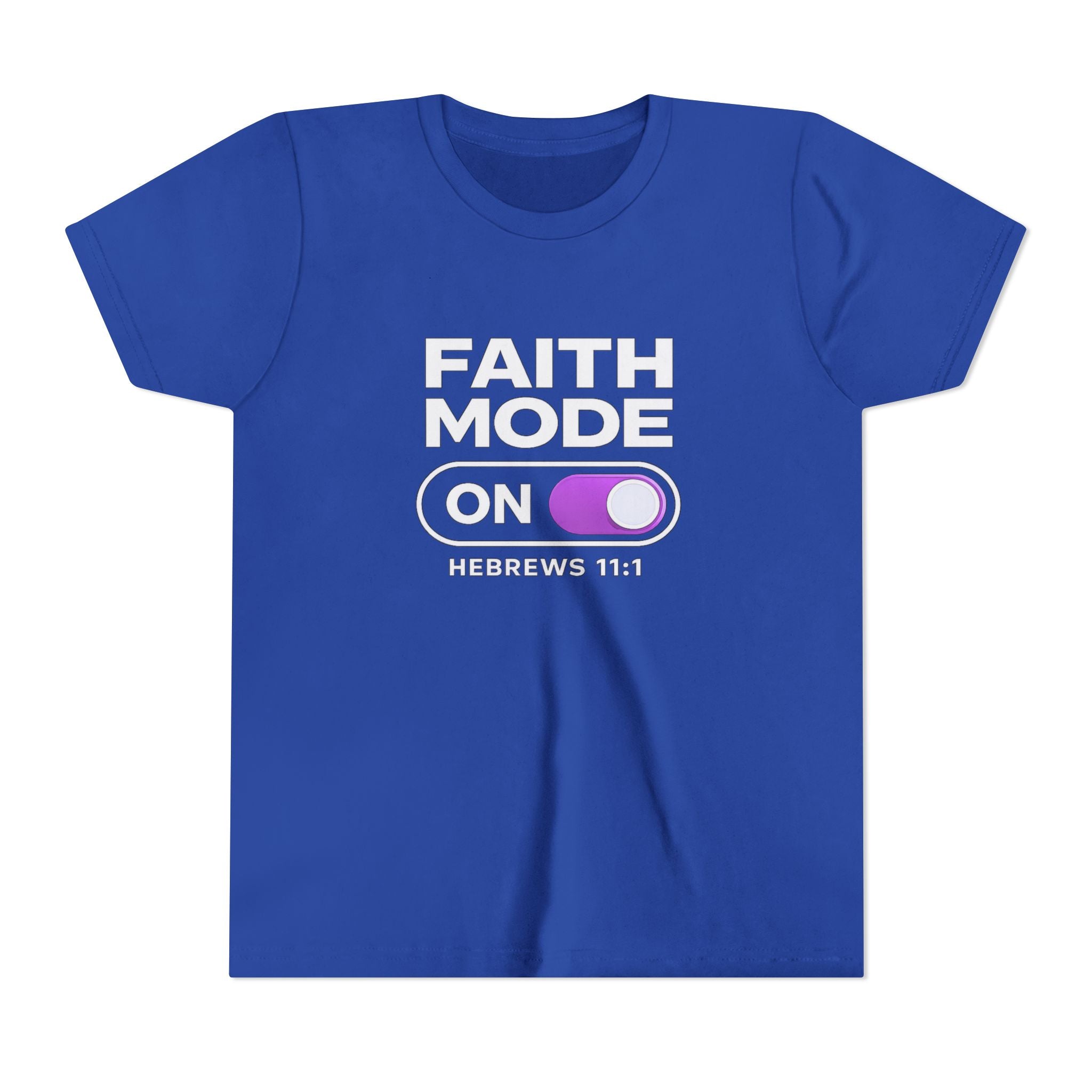 Faith Mode On Youth Tee — Hebrews 11:1 Christian Kids Shirt