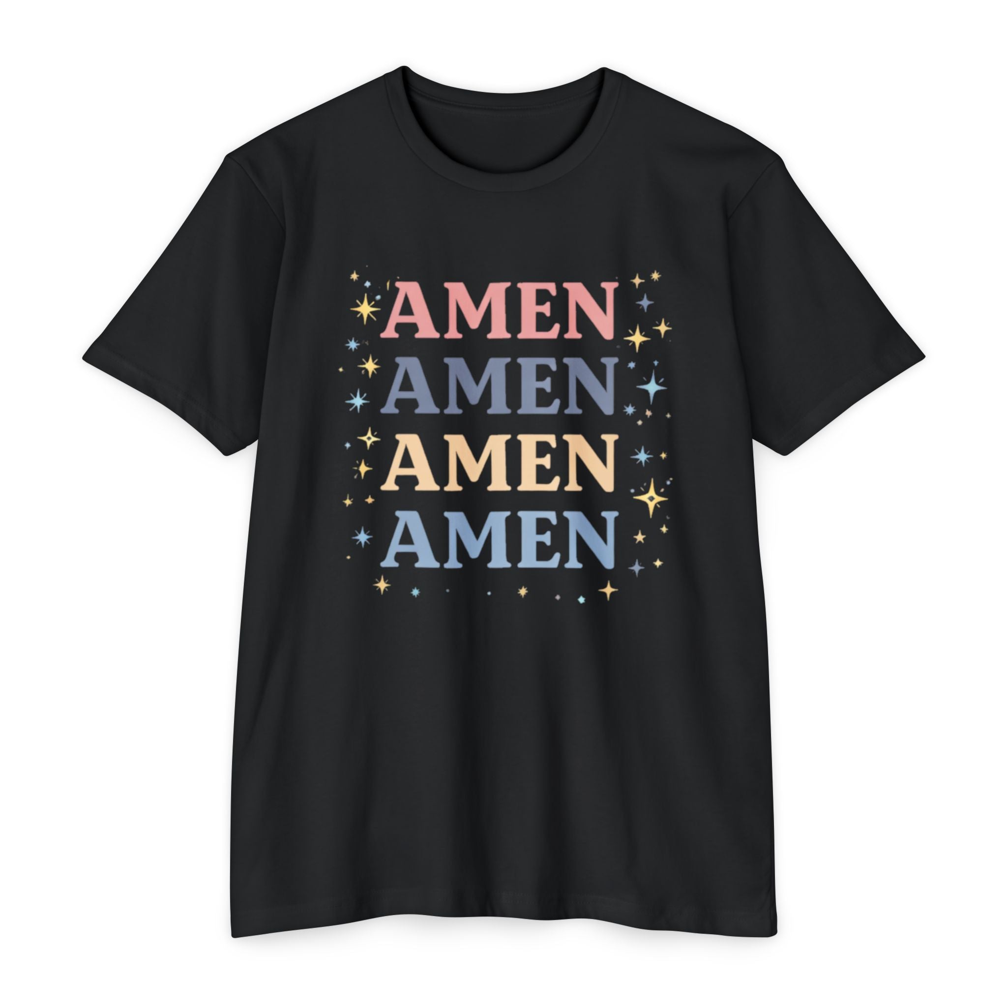Amen Stack Retro Graphic T-Shirt — Colorful Faith Tee