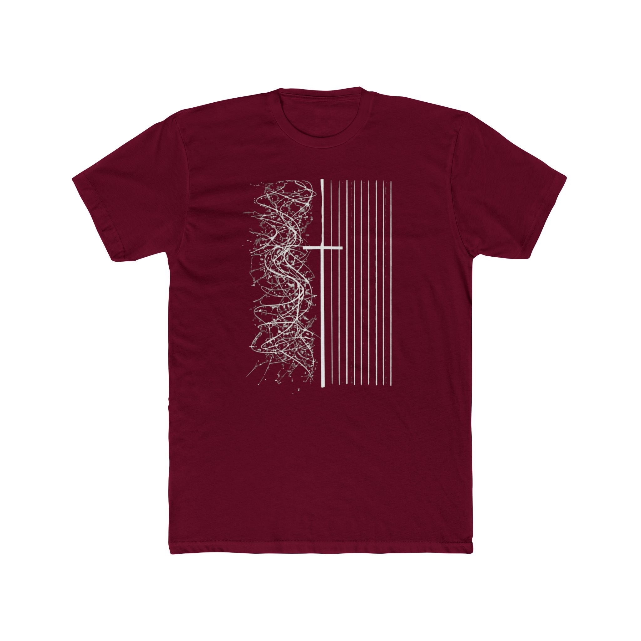 Floral Skull Flag Tee | Grunge American Flag T-Shirt, Vertical Skull & Flowers Design