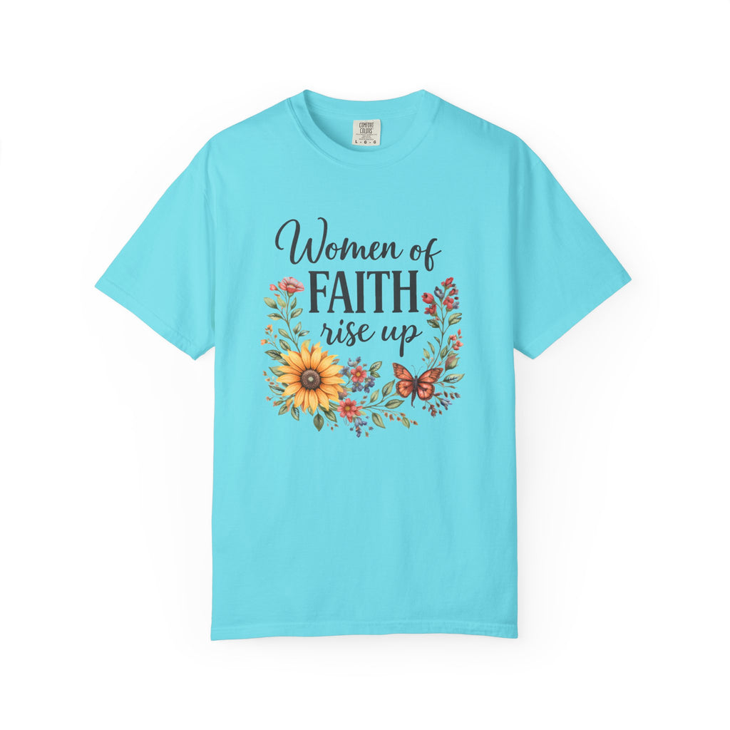 Women of Faith Rise Up T-Shirt — Floral Christian Inspirational Tee